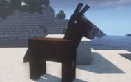 An image of a Minecraft mule standing on a beach in-game (Image via Minecraft)